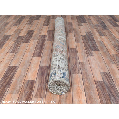 Overdyed & Vintage Worn Wool Hand Knotted Rug Brown Ivory 5.0X9.8 -O061922