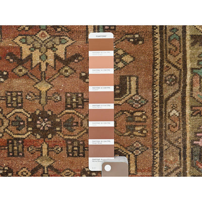 Overdyed & Vintage Worn Wool Hand Knotted Rug Brown Brown 3.4X9.10 -O061939