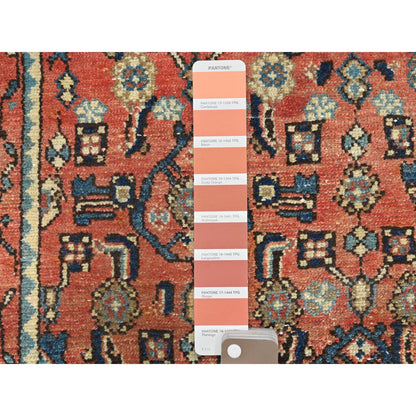 Overdyed & Vintage Worn Wool Hand Knotted Rug Orange Brown 3.2X9.6 -O061942