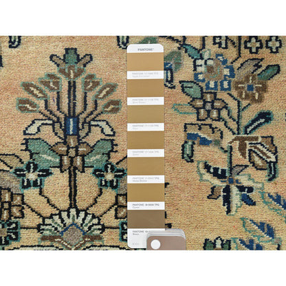 Overdyed & Vintage Worn Wool Hand Knotted Rug Brown Black 3.5X10.1 -O061944