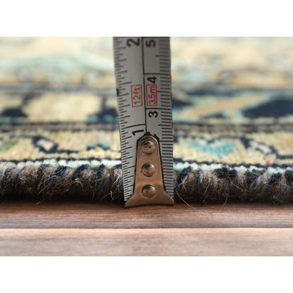 Overdyed & Vintage Worn Wool Hand Knotted Rug Brown Black 3.5X10.1 -O061944