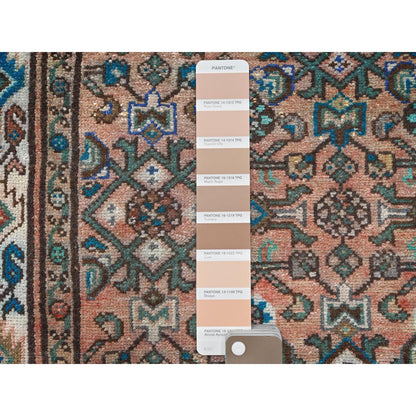 Overdyed & Vintage Worn Wool Hand Knotted Rug Red Ivory 3.6X9.7 -O061946