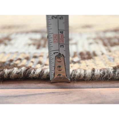 Overdyed & Vintage Worn Wool Hand Knotted Rug Beige Ivory 3.10X6.0 -O061951