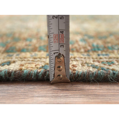 Overdyed & Vintage Worn Wool Hand Knotted Rug Brown Green 4.1X6.0 -O061953