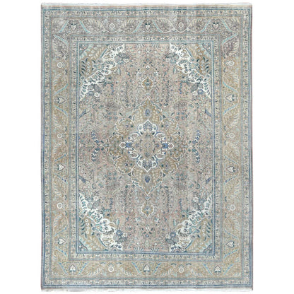 Overdyed & Vintage Worn Wool Hand Knotted Rug Pink Gray 8.3X11.0 -O061976