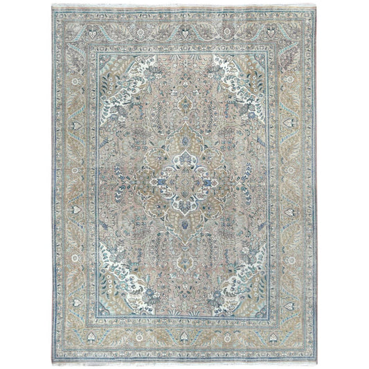 Overdyed & Vintage Worn Wool Hand Knotted Rug Pink Gray 8.3X11.0 -O061976
