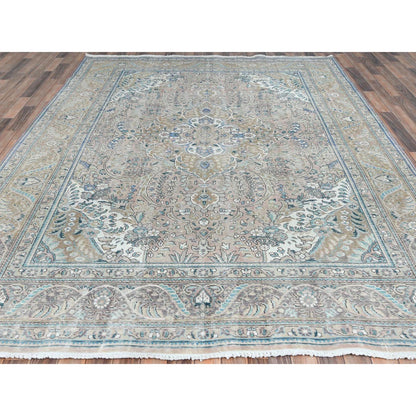 Overdyed & Vintage Worn Wool Hand Knotted Rug Pink Gray 8.3X11.0 -O061976