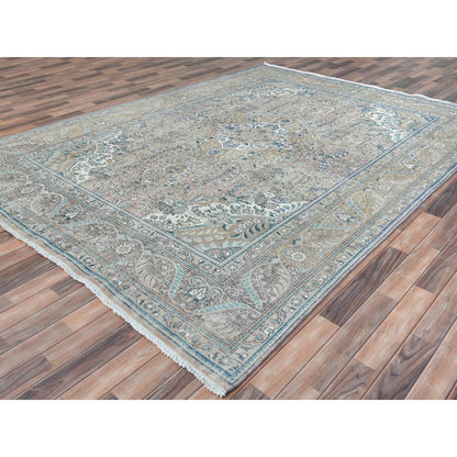 Overdyed & Vintage Worn Wool Hand Knotted Rug Pink Gray 8.3X11.0 -O061976