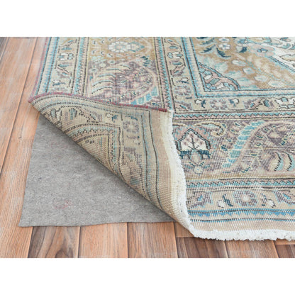 Overdyed & Vintage Worn Wool Hand Knotted Rug Pink Gray 8.3X11.0 -O061976