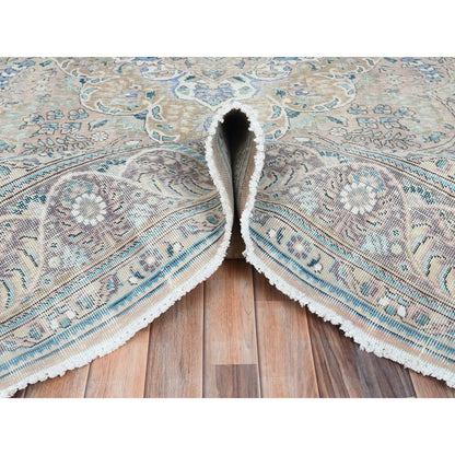 Overdyed & Vintage Worn Wool Hand Knotted Rug Pink Gray 8.3X11.0 -O061976