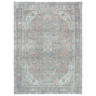 Overdyed & Vintage Worn Wool Hand Knotted Rug Orange Purple 8.0X10.8 -O061978
