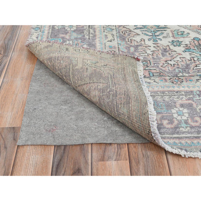 Overdyed & Vintage Worn Wool Hand Knotted Rug Orange Purple 8.0X10.8 -O061978