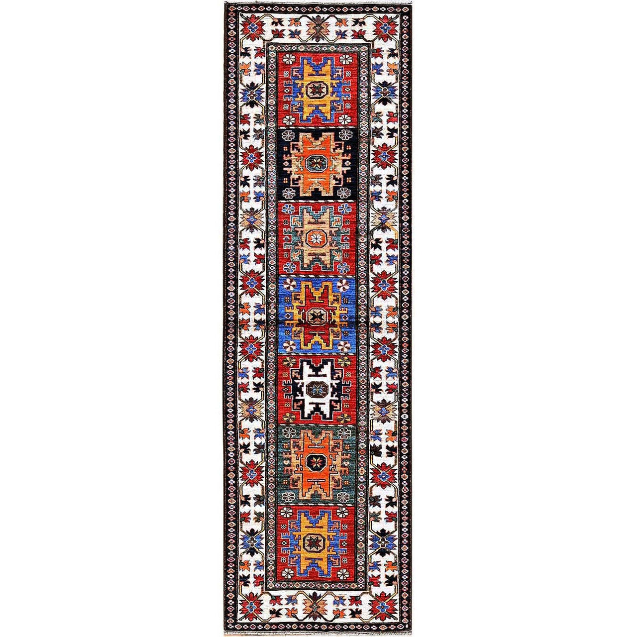 Kazak Wool Hand Knotted Rug Red 2.9x9.3 -O0619