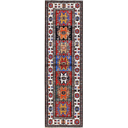 Kazak Wool Hand Knotted Rug Red 2.9x9.3 -O0619