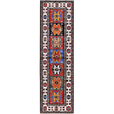 Kazak Wool Hand Knotted Rug Red 2.9x9.3 -O0619