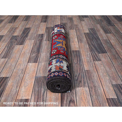 Kazak Wool Hand Knotted Rug Red 2.9x9.3 -O0619