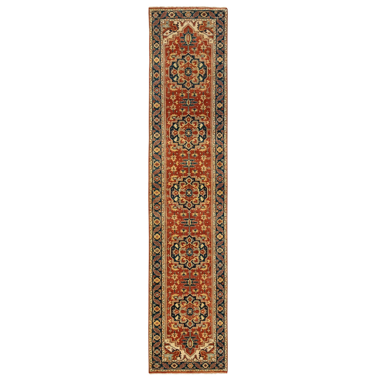 Red 2'6" x 12'2" Heriz Hand knotted Wool Rug - Sku: O062011