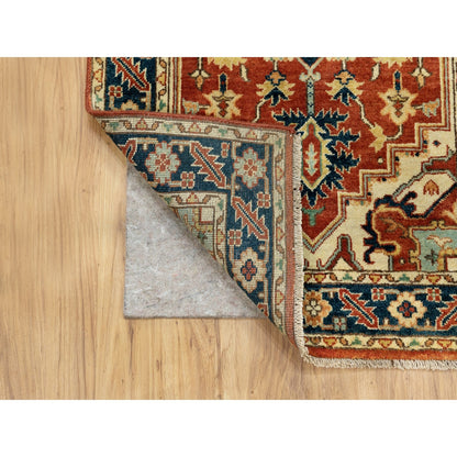 Heriz Wool Hand Knotted Rug Red Navy Blue 2.6X12.2 -O062011