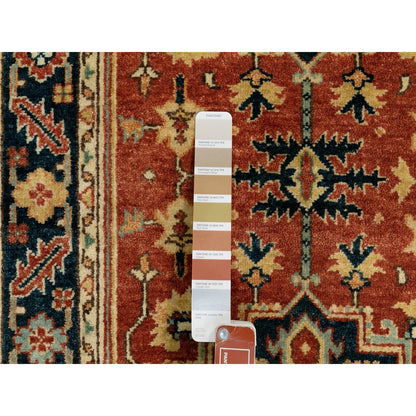 Heriz Wool Hand Knotted Rug Red Navy Blue 2.6X12.2 -O062011