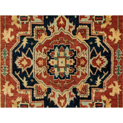 Heriz Wool Hand Knotted Rug Red Navy Blue 3.1X5.2 -O062018