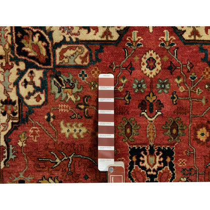 Heriz Wool Hand Knotted Rug Red Navy Blue 4.0X6.0 -O062019