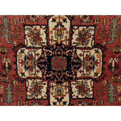 Heriz Wool Hand Knotted Rug Red Navy Blue 4.0X6.0 -O062019