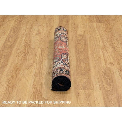 Heriz Wool Hand Knotted Rug Red Navy Blue 4.0X6.0 -O062019