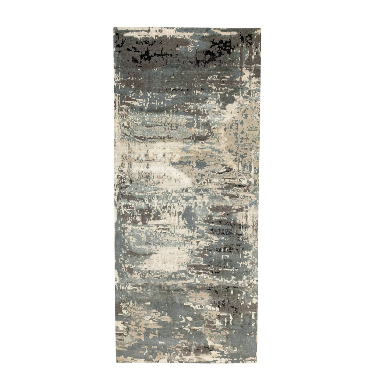 Gray 4'1" x 10'0" Modern and Contemporary Hand knotted Wool/Silk Rug - Sku: O062025