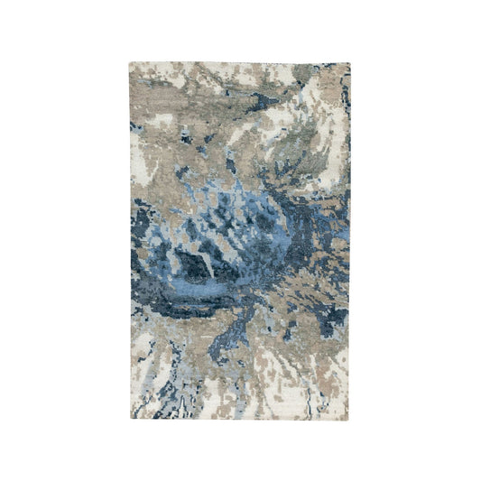Modern and Contemporary Wool & Silk Hand Knotted Rug Ivory No Border 3.1X5.0 -O062028