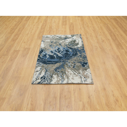Modern and Contemporary Wool & Silk Hand Knotted Rug Ivory No Border 3.1X5.0 -O062028