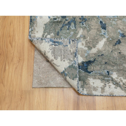 Modern and Contemporary Wool & Silk Hand Knotted Rug Ivory No Border 3.1X5.0 -O062028