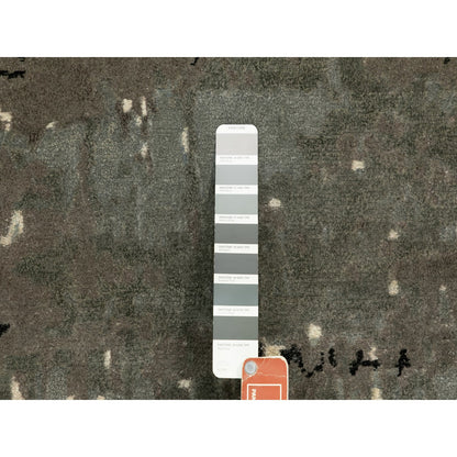 Modern and Contemporary Wool & Silk Hand Knotted Rug Grey No Border 4.0X12.0 -O062034