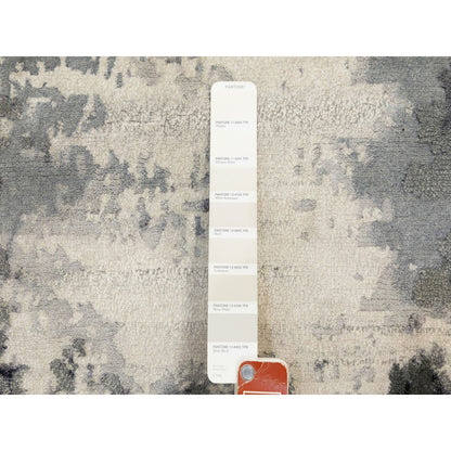 Modern and Contemporary Wool & Silk Hand Knotted Rug Grey No Border 4.2X4.3 -O062035