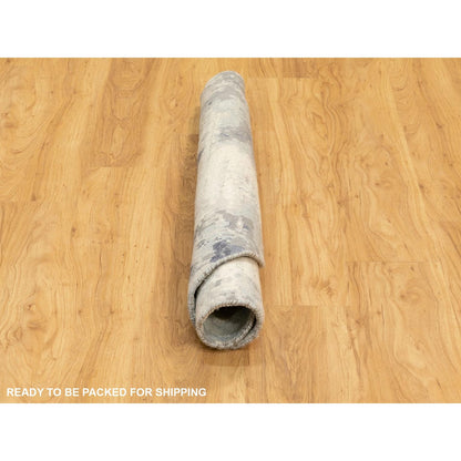 Modern and Contemporary Wool & Silk Hand Knotted Rug Grey No Border 4.2X4.3 -O062035