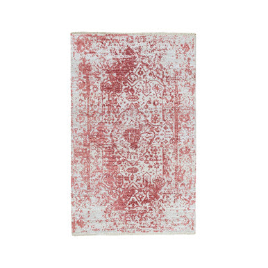 Transitional Wool & Pure Silk Hand Knotted Rug Pink No Border 3.0X5.0 -O062043