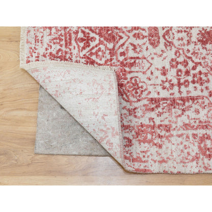 Transitional Wool & Pure Silk Hand Knotted Rug Pink No Border 3.0X5.0 -O062043