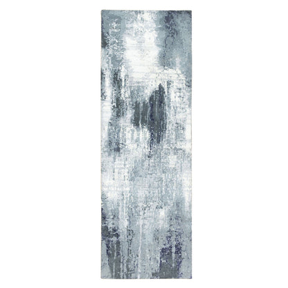 Modern and Contemporary Wool & Silk Hand Knotted Rug Grey No Border 2.7X7.10 -O062047