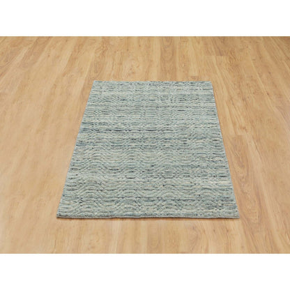 Modern and Contemporary Wool Hand Loomed Rug Green No Border 2.10X5.0 -O062050
