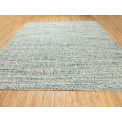 Modern and Contemporary Wool Hand Loomed Rug Green No Border 11.10X11.9 -O062052