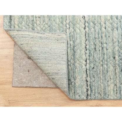 Modern and Contemporary Wool Hand Loomed Rug Green No Border 11.10X11.9 -O062052