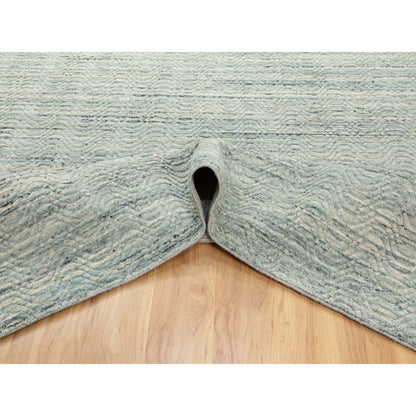 Modern and Contemporary Wool Hand Loomed Rug Green No Border 11.10X11.9 -O062052