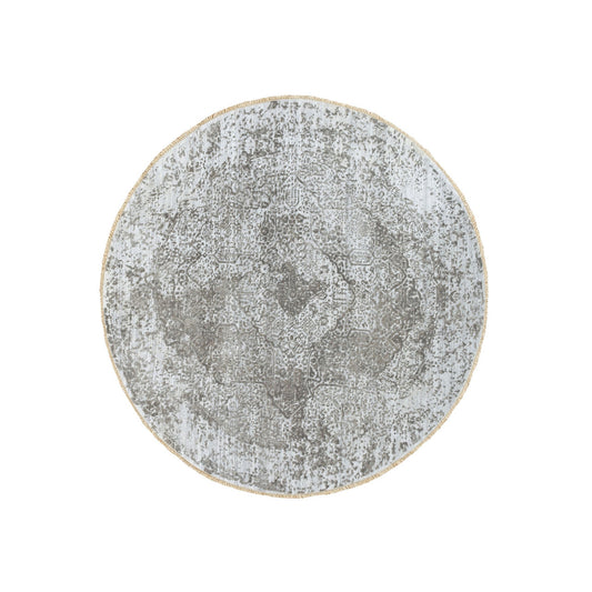 Transitional Wool & Pure Silk Hand Knotted Rug Grey No Border 6.0X6.0 -O062054