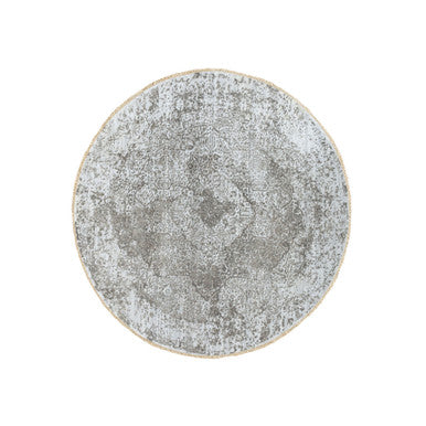Transitional Wool & Pure Silk Hand Knotted Rug Grey No Border 6.0X6.0 -O062054