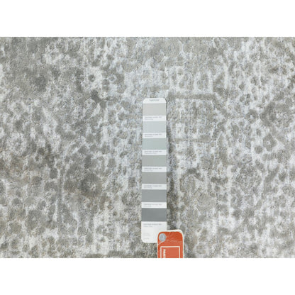 Transitional Wool & Pure Silk Hand Knotted Rug Grey No Border 6.0X6.0 -O062054