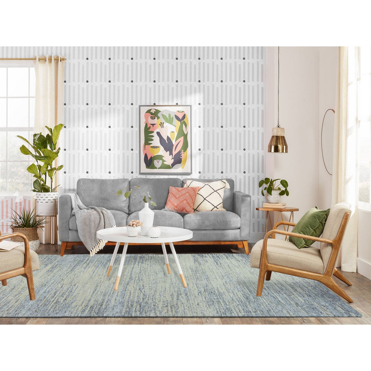 Gray 6'1" x 9'0" Handloom Wool Rug -O062056