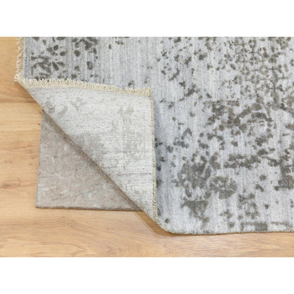 Transitional Wool & Pure Silk Hand Knotted Rug Grey No Border 6.0X9.0 -O062057