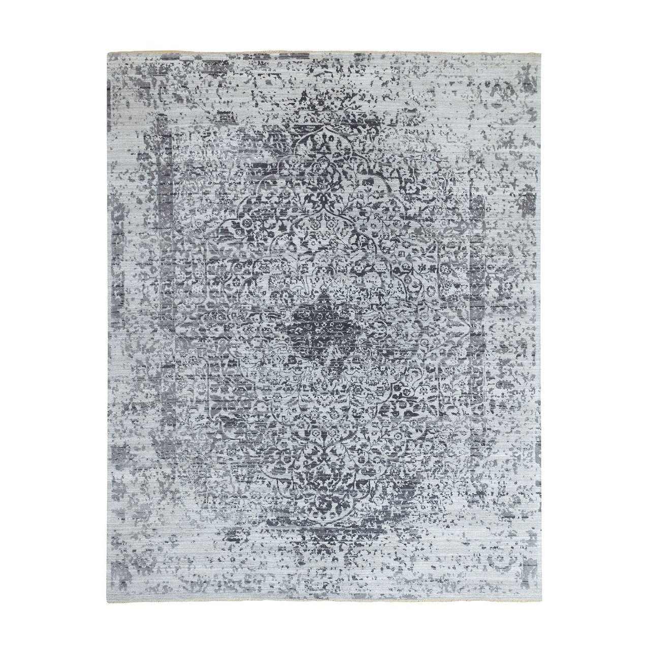 Gray 8'0" x 10'1" Transitional & Pure Hand knotted Wool/Silk Rug - Sku: O062058