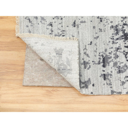 Transitional Wool & Pure Silk Hand Knotted Rug Grey No Border 8.0X10.1 -O062058