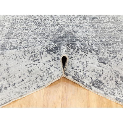 Transitional Wool & Pure Silk Hand Knotted Rug Grey No Border 8.0X10.1 -O062058