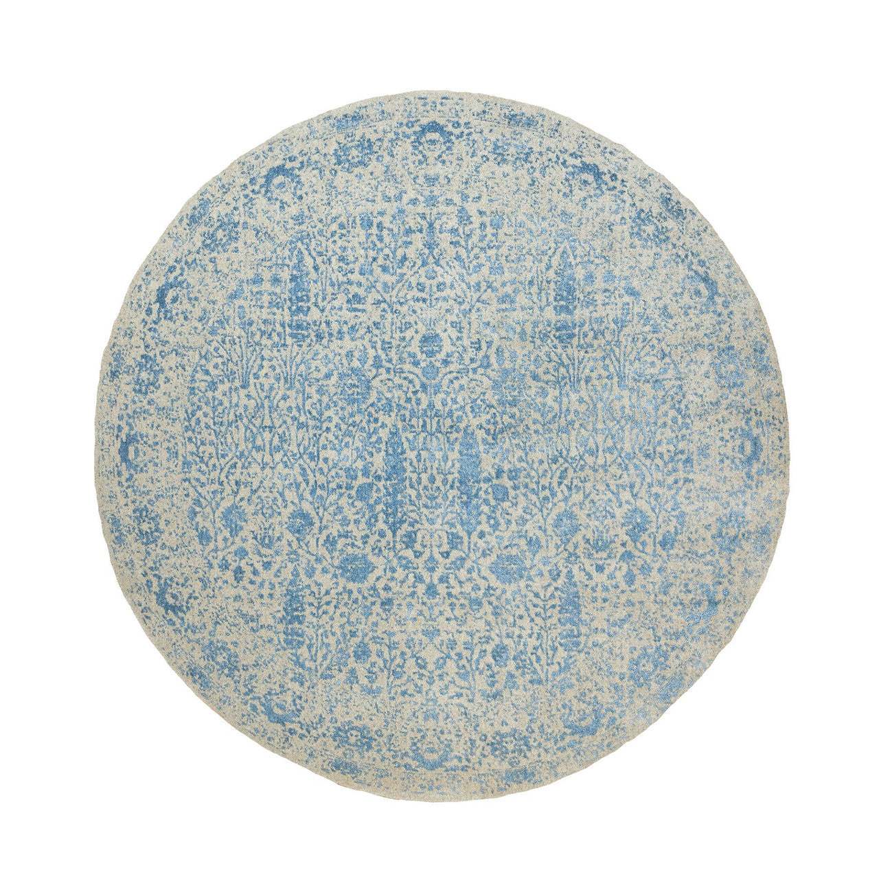 Blue 9'10" x 9'10" Transitional Handloom Wool/Silk Rug - Sku: O062066